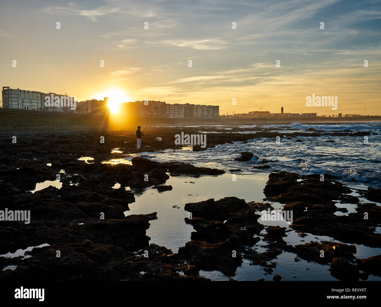 La pesca in Casablanca, Marocco Foto Stock