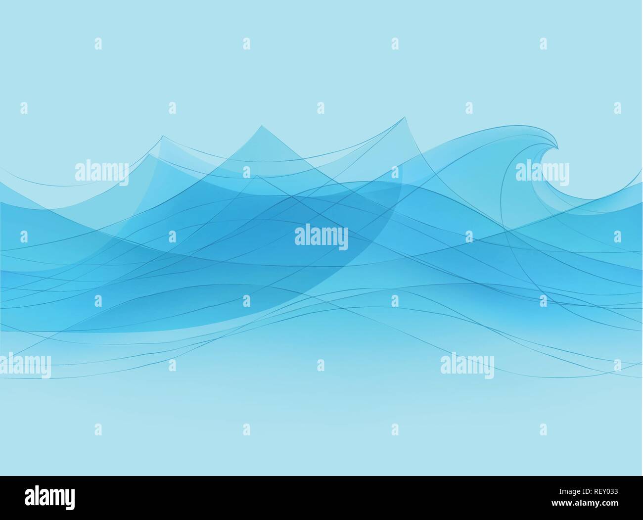 Acqua blu delle onde del mare astratto sfondo vettoriale. Acqua curva d'onda background, linea oceano illustrazione banner Illustrazione Vettoriale