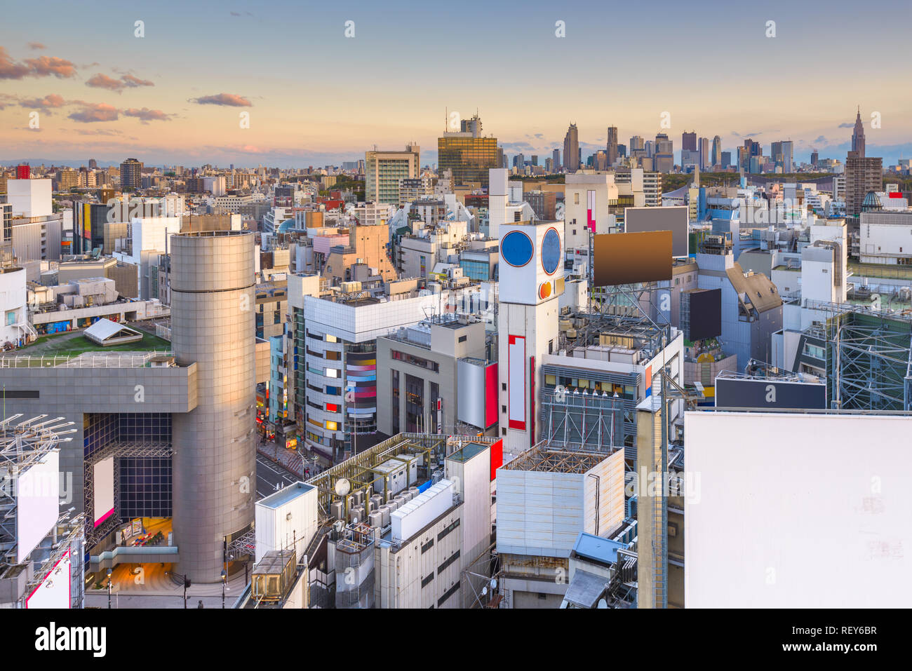 Tokyo, Giappone skyline della città su Shibuya al crepuscolo. Foto Stock