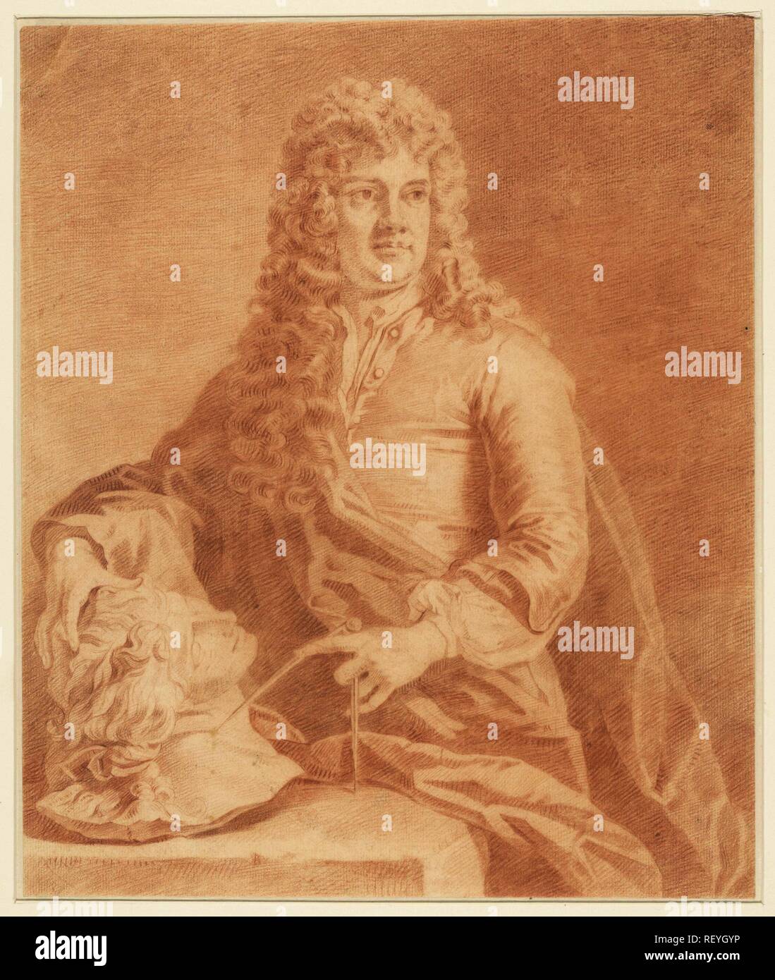 Ritratto di Pieter van der Plaes. Relatore per parere: Pieter Schenk (MI) (eventuale). Dopo Gottfried Kneller. Dating: 1670 - 1711. Misurazioni: h 325 mm × W 270 mm. Museo: Rijksmuseum Amsterdam. Foto Stock