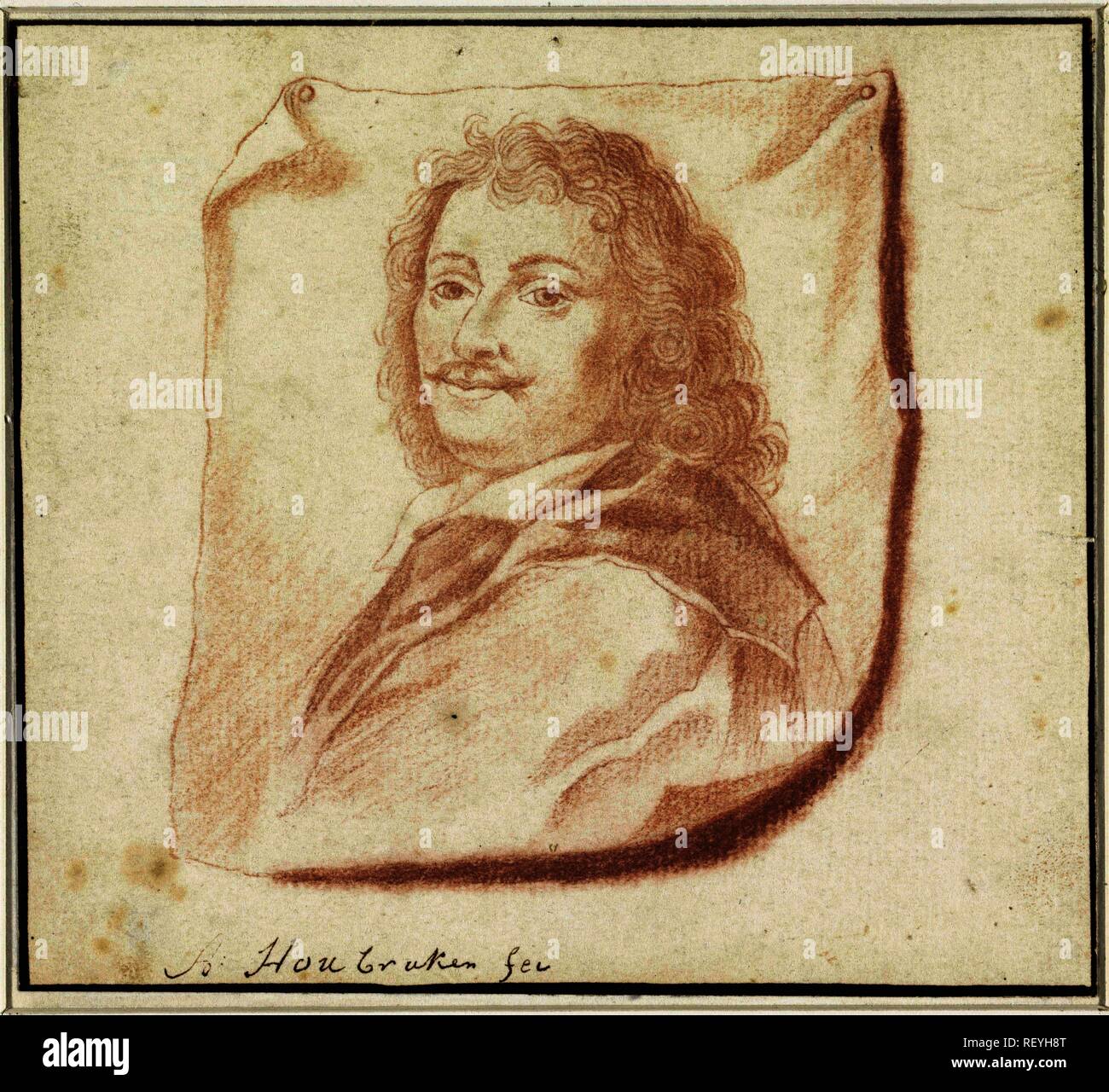 Ritratto di Cornelis van Poelenburg. Relatore per parere: Giacobbe Houbraken. Dating: 1708 - 1780. Misurazioni: h 124 mm × W 137 mm. Museo: Rijksmuseum Amsterdam. Foto Stock
