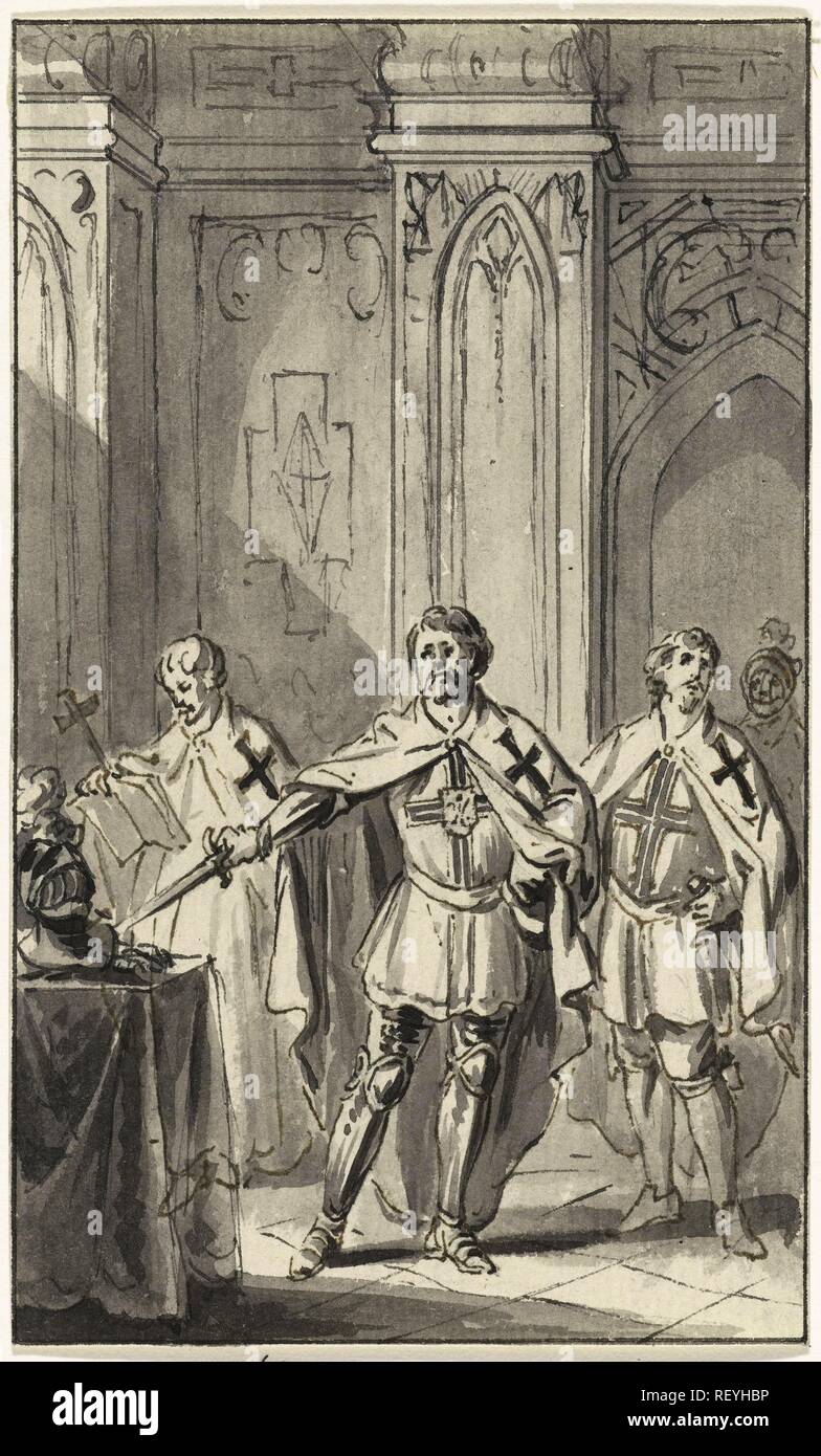 I Cavalieri del tedesco della Croce, 1180. Relatore per parere: Jacobus acquista. Dating: 1781 - 1783. Misurazioni: h 150 mm × W 90 mm. Museo: Rijksmuseum Amsterdam. Foto Stock