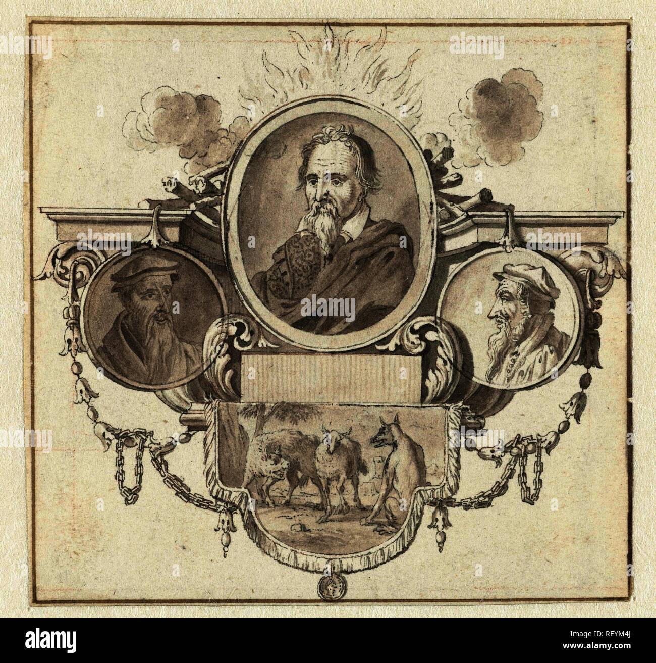 Ritratto di un teologo. Relatore per parere: Goeree gen. Dating: 1680 - 1731. Misurazioni: h 82 mm × W 85 mm. Museo: Rijksmuseum Amsterdam. Foto Stock