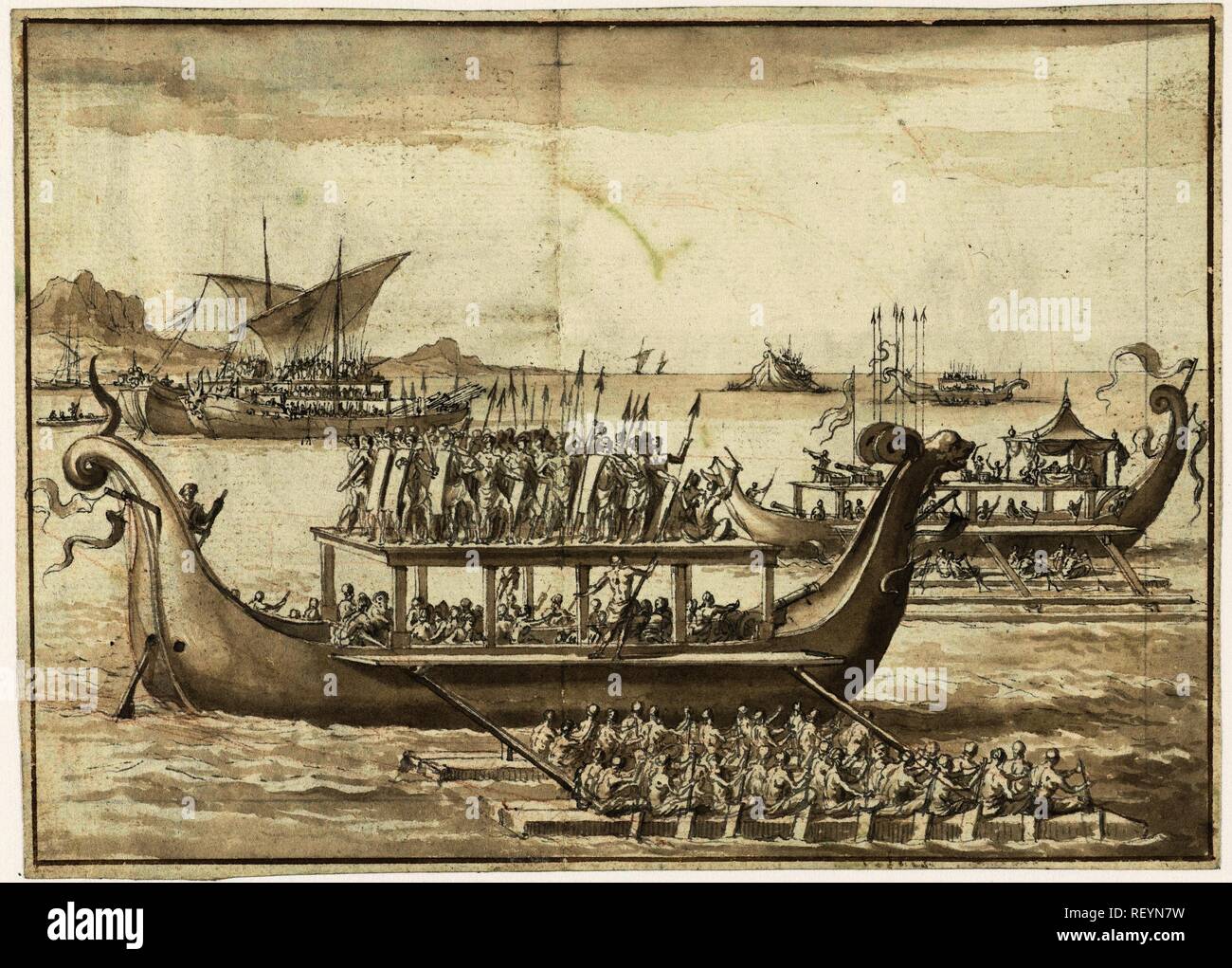 Diverse cucine interne. Relatore per parere: Jan Goeree (eventuale). Dating: 1680 - 1731. Misurazioni: h 127 mm × W 177 mm. Museo: Rijksmuseum Amsterdam. Foto Stock