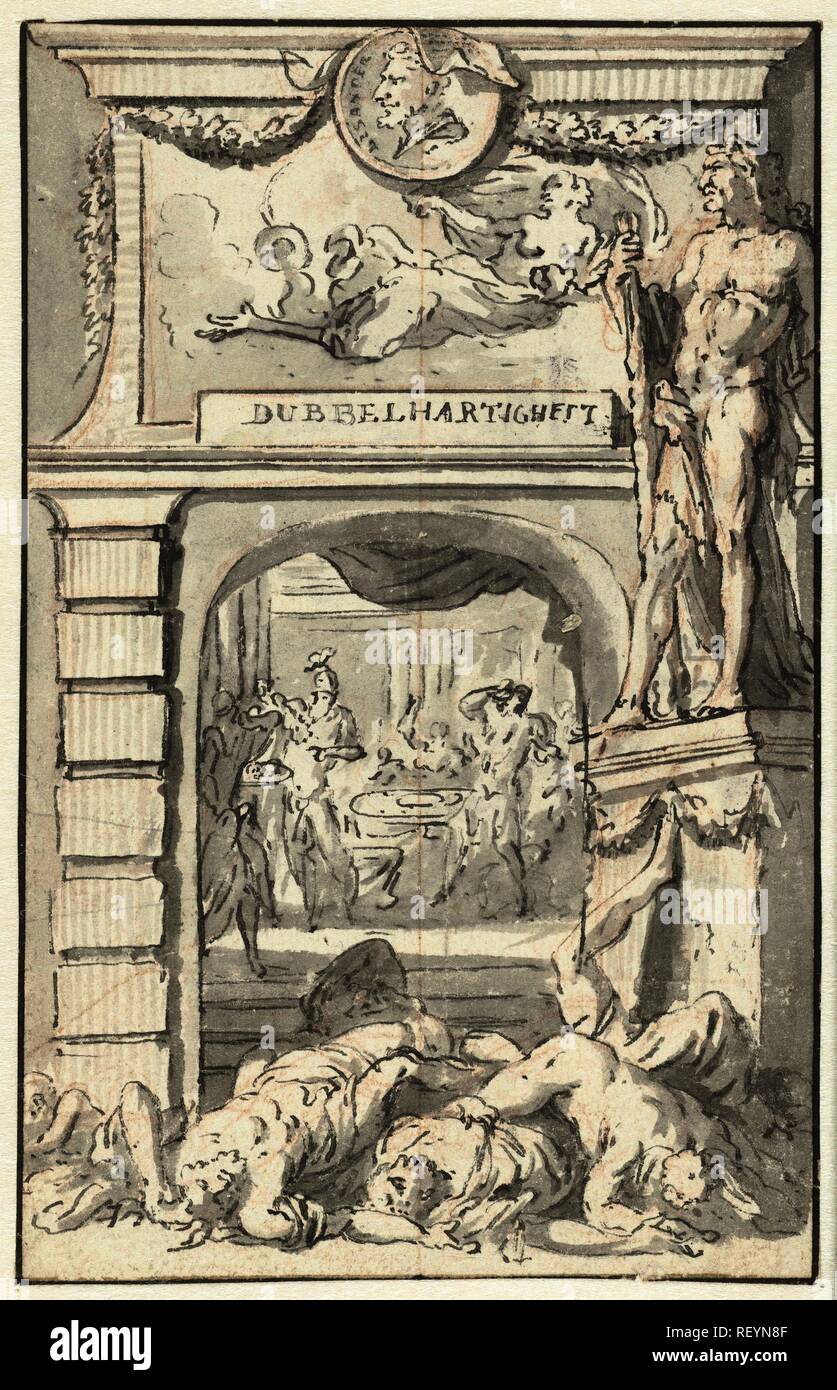 Il doppio di cuore. Relatore per parere: Goeree gen. Dating: 1680 - 1731. Misurazioni: h 153 mm × W 97 mm. Museo: Rijksmuseum Amsterdam. Foto Stock