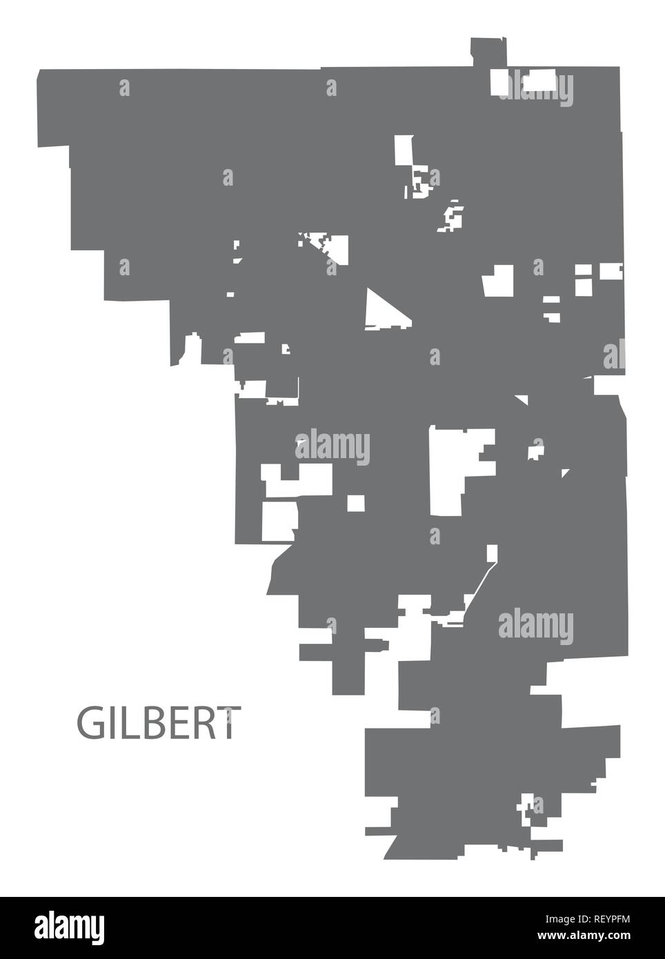 Gilbert Arizona mappa della città grigio silhouette di illustrazione Illustrazione Vettoriale