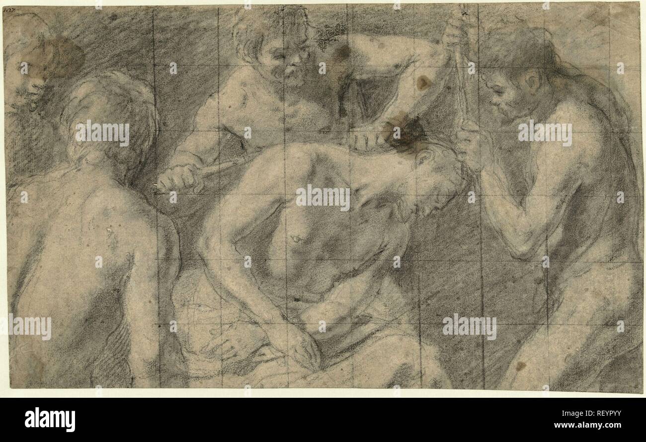 Cristo è thorn incoronazione. Relatore per parere: anonimo. Relatore per parere: Giacomo Cavedone. Relatore per parere: Dirck van Baburen. Relatore per parere: Giovanni Battista Caracciolo. Dating: 1600 - 1699. Misurazioni: h 238 mm × W 387 mm. Museo: Rijksmuseum Amsterdam. Foto Stock