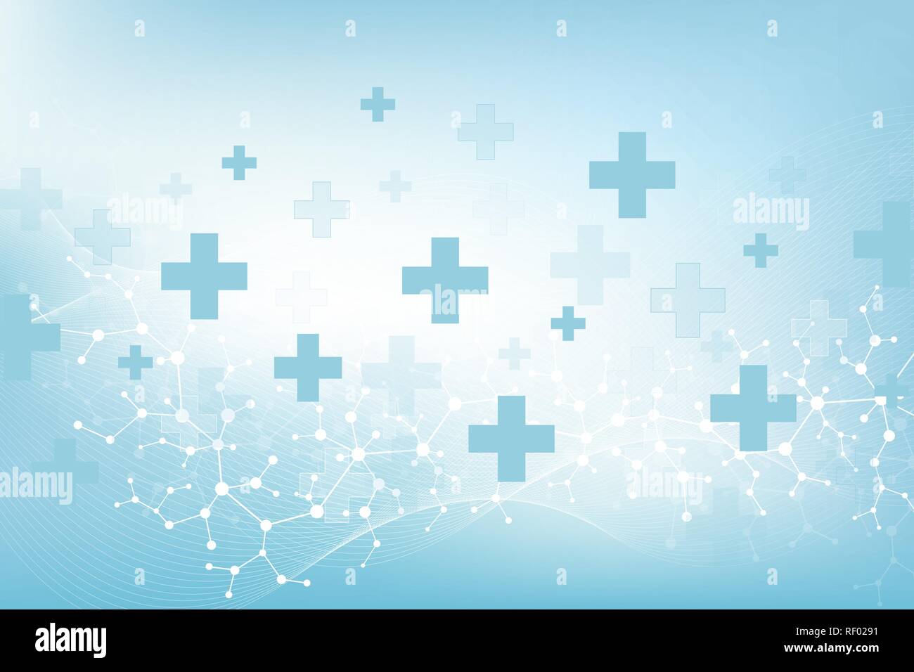 Abstract medico di fondo della ricerca sul DNA, molecola, genetica, genoma, la catena di DNA. Analisi genetica concetto di arte con esagoni, linee, punti. La biotecnologia un concetto di rete molecola, illustrazione vettoriale Illustrazione Vettoriale