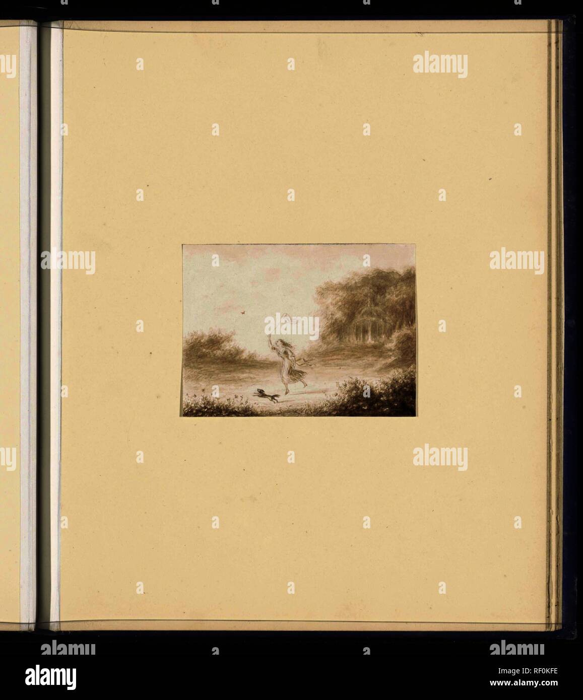 Paesaggio con ragazza cattura le farfalle. Relatore per parere: Alexander Huell Ver. Dating: 1882. Misurazioni: h 79 mm × W 106 mm. Museo: Rijksmuseum Amsterdam. Foto Stock