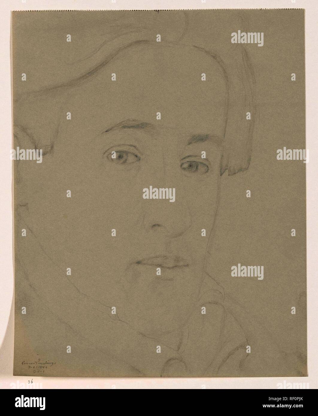 Zelfportret: B-1-1, 7 februari. Zelfportretten van Cor van Teeseling (titolo serie). Relatore per parere: Cor van Teeseling. Dating: 7-Feb-1942. Luogo: Weteringschans (Amsterdam). Misurazioni: h 31.0 cm × W 24,5 cm. Museo: Rijksmuseum Amsterdam. Foto Stock