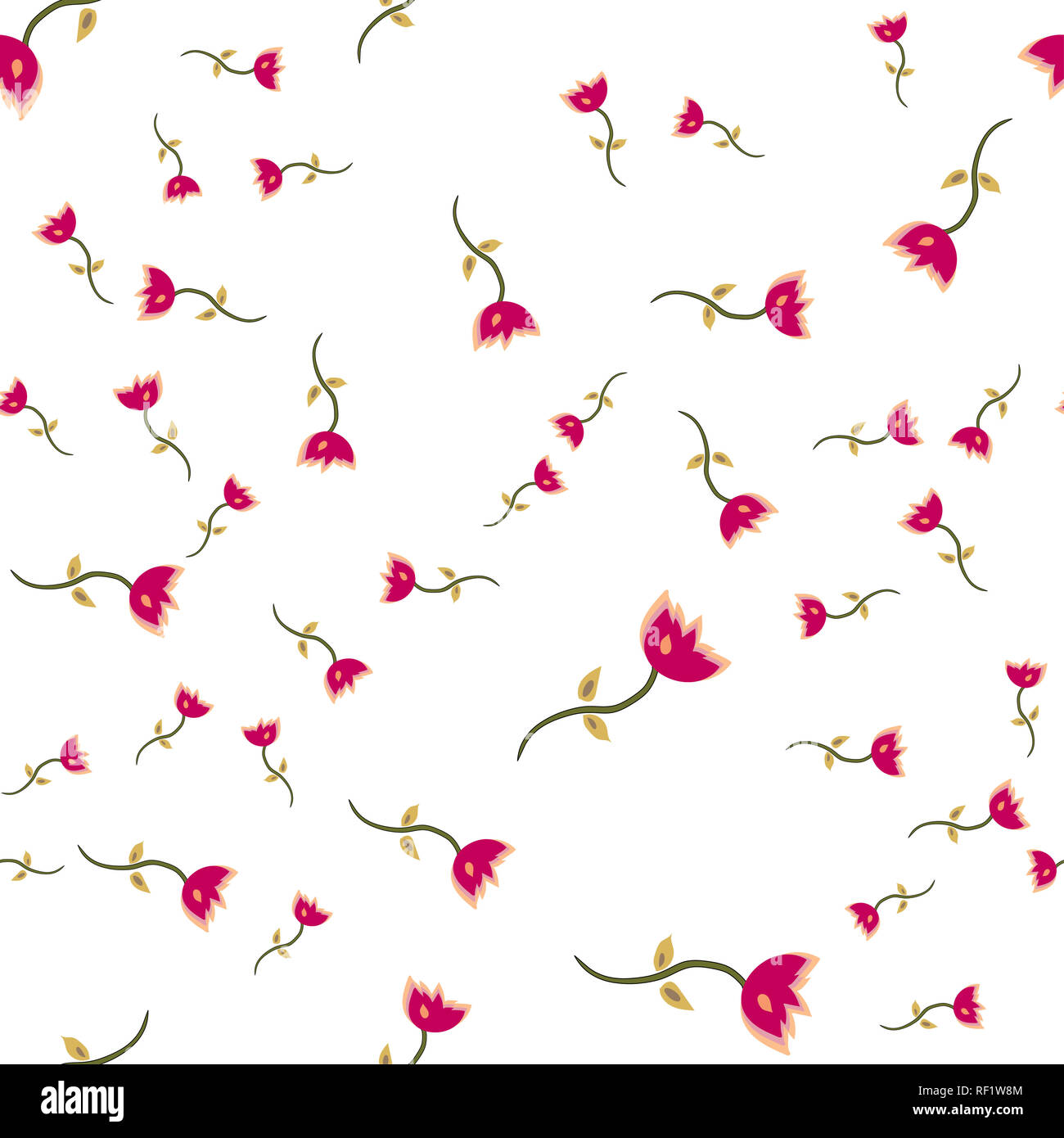 Modello senza giunture di doodle fiori. illustrazione su sfondo bianco. Foto Stock