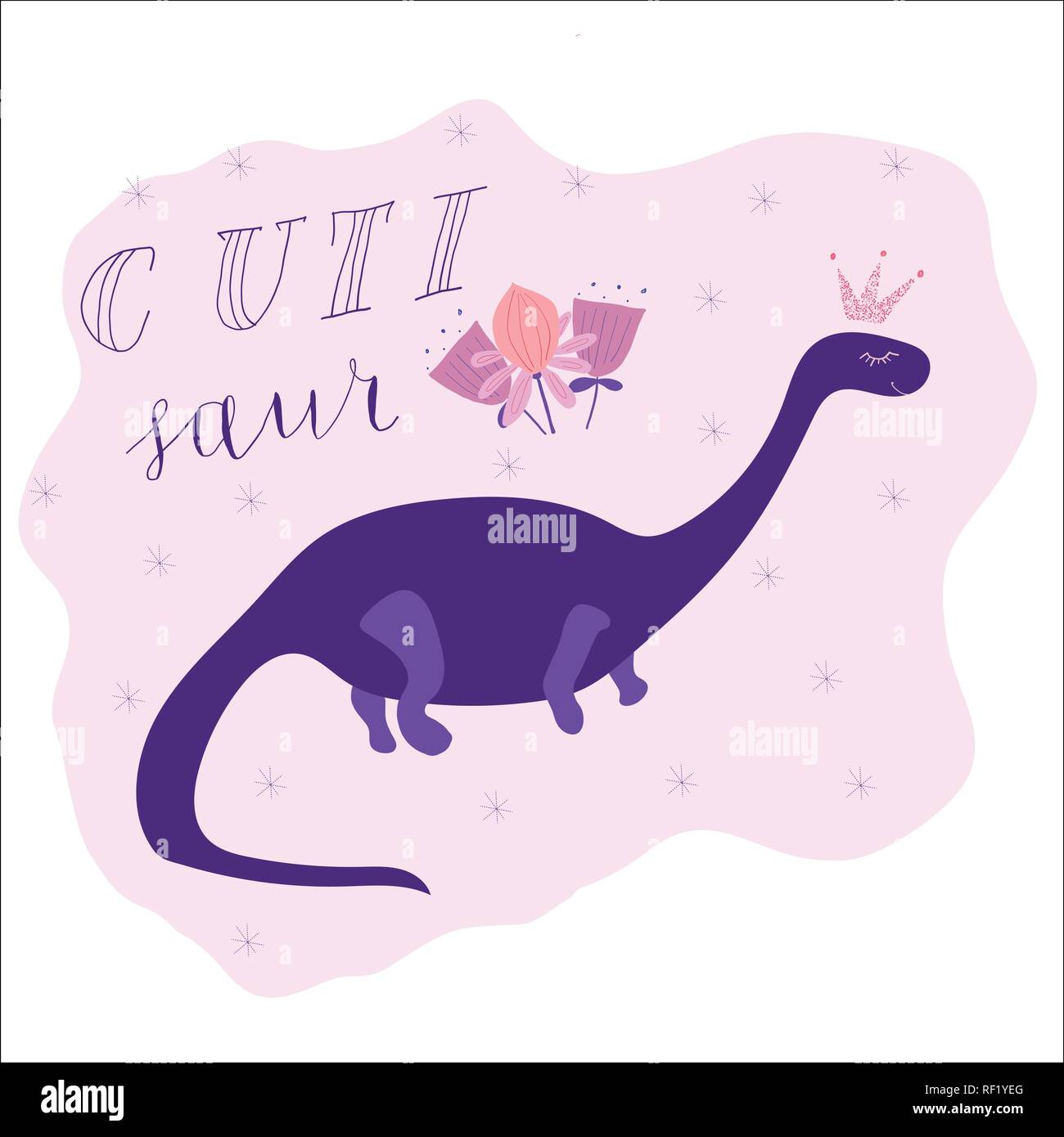 Carino con dinosauri disegnato a mano preventivo. Lettering. Può essere utilizzata per le carte di pagamento, tshirt, poster. Illustrazione Vettoriale. Illustrazione Vettoriale