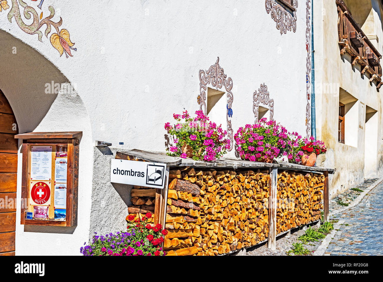 Case a Guarda, dei Grigioni Engadin, Svizzera Foto Stock
