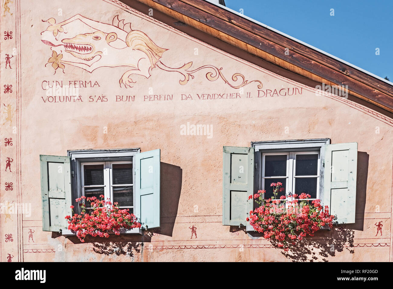 Case a Guarda, dei Grigioni Engadin, Svizzera Foto Stock