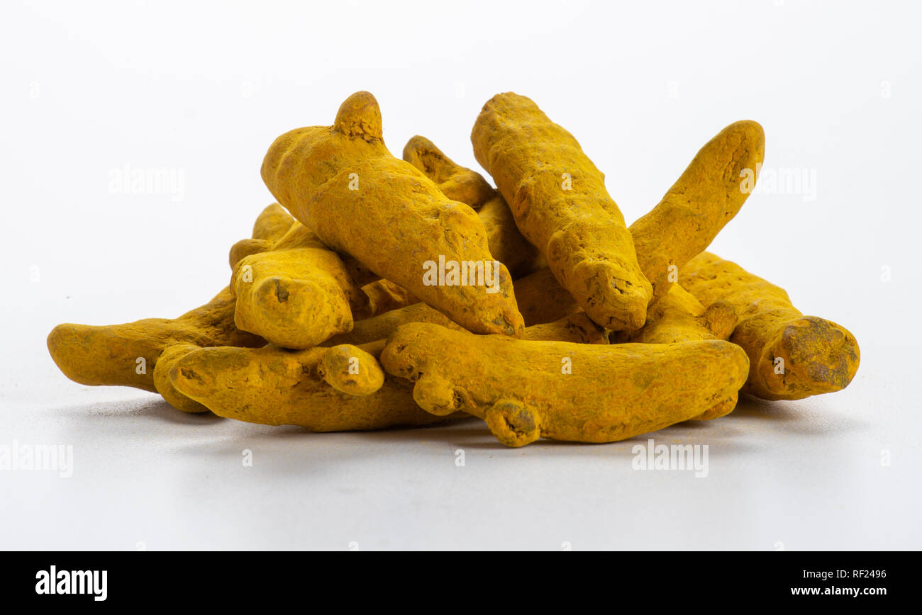 Pila di tutta la curcuma Foto Stock