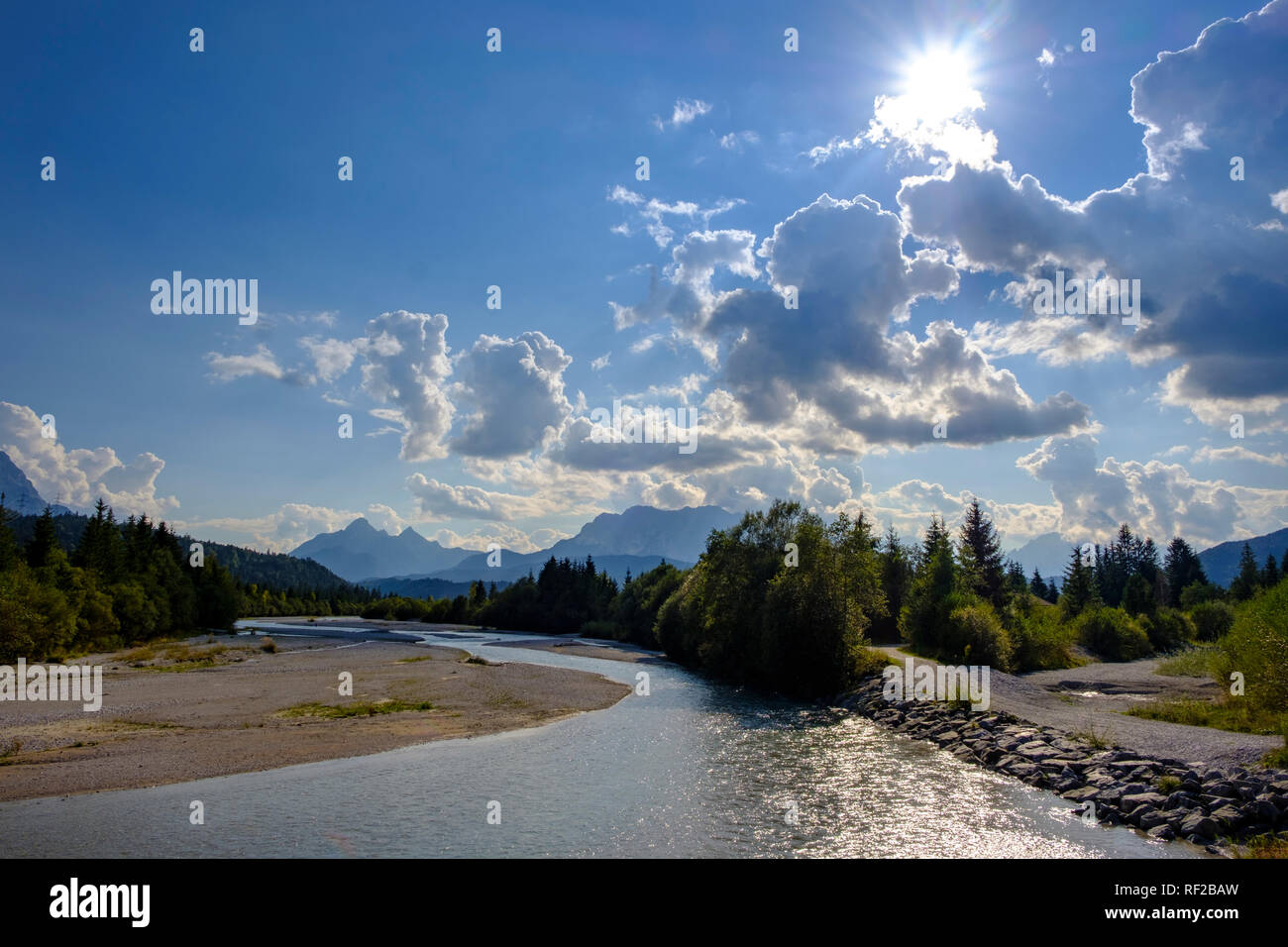 In Germania, in Baviera, Baviera, Werdenfelser Land, fiume Isar vicino a Wallgau Foto Stock