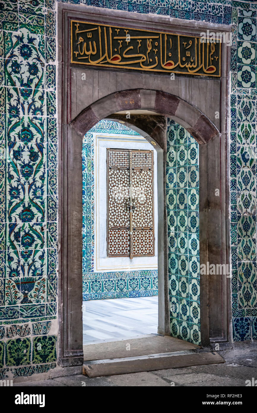 Porta, Harem, Topkapi Palace Museum, Istanbul, Turchia Foto Stock