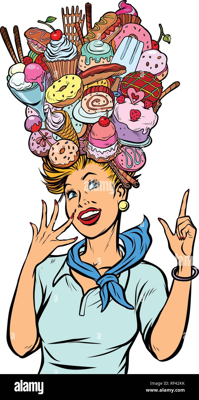 Hostess donna sogni di dolci Illustrazione Vettoriale
