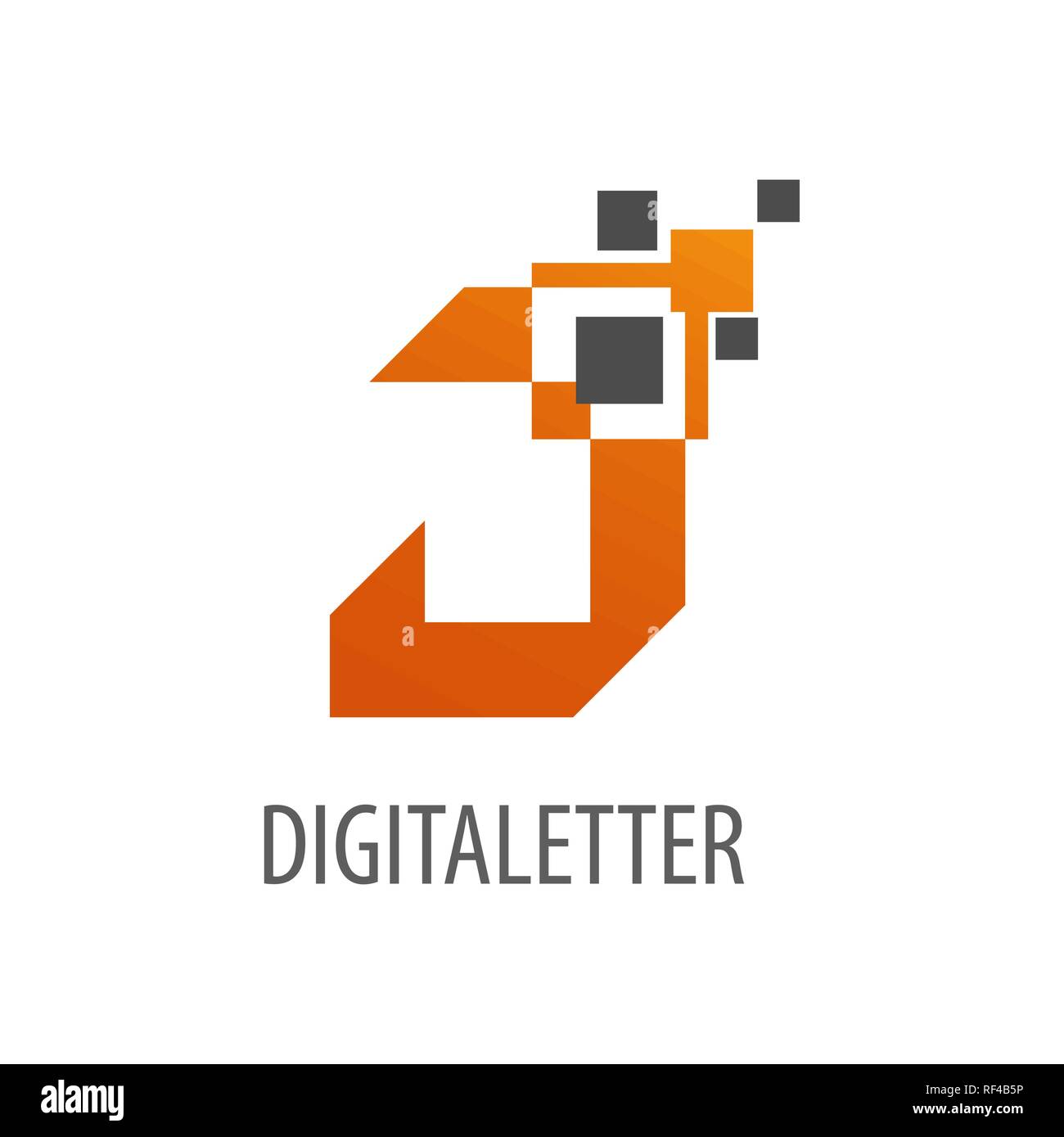 Geometrica pixel digitale lettera iniziale J logo concept design. Simbolo grafico elemento di modello di vettore Illustrazione Vettoriale