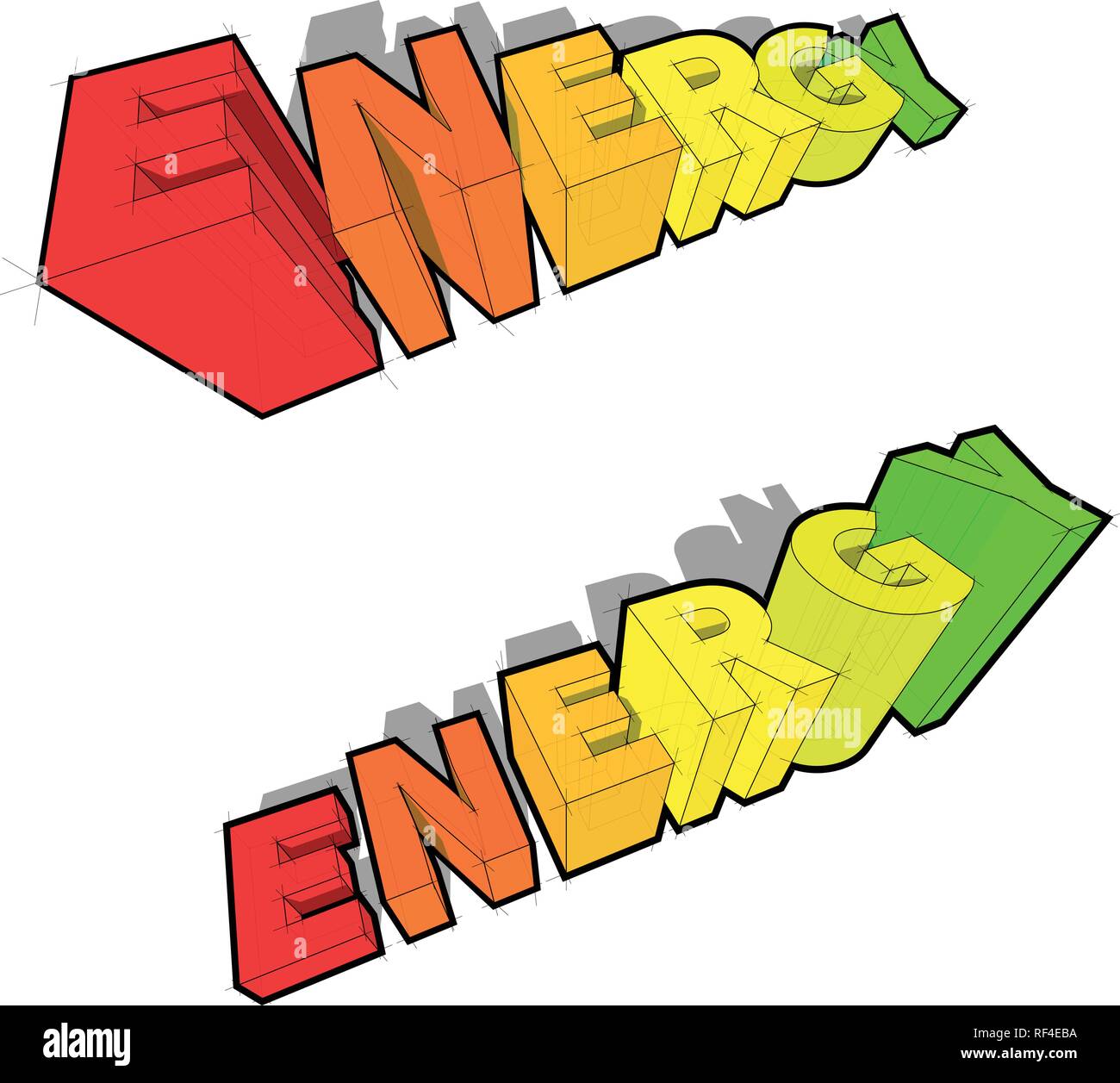 Energia nominale diagrammi in forma di lettere in salita in due alternative Illustrazione Vettoriale