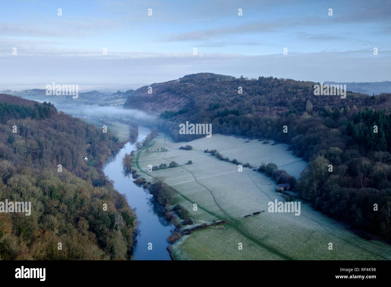 Veduta invernale del Wye Valley dalla Symonds Yat Rock Foto Stock