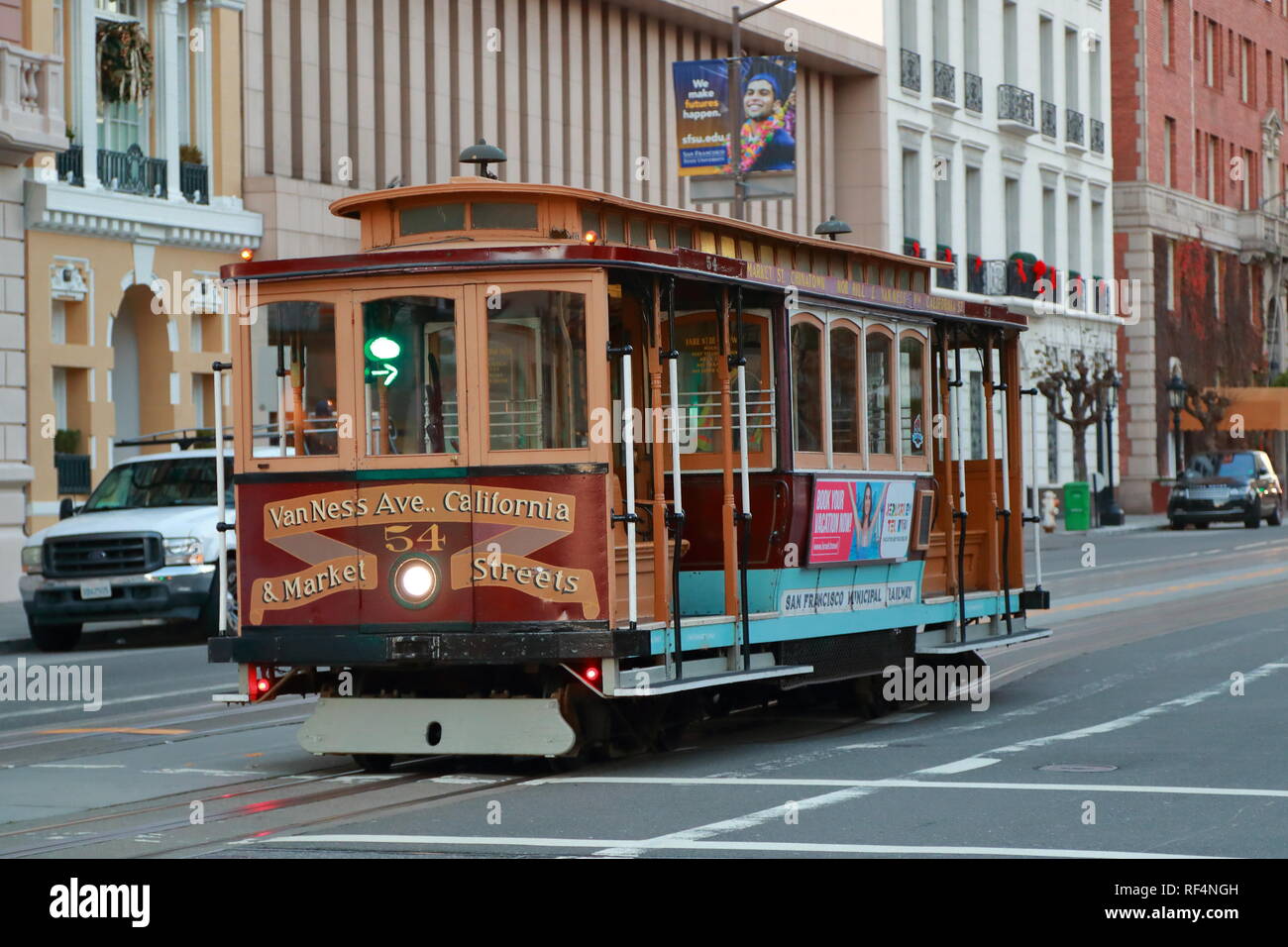 La funivia a San Francisco, Stati Uniti d'America Foto Stock