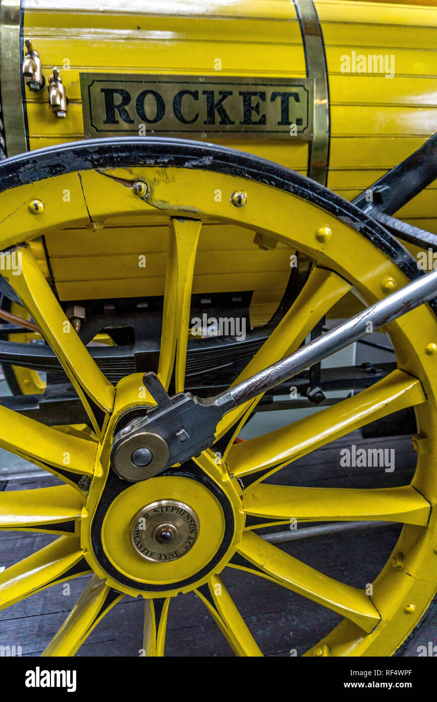 Stephenson's Rocket, National Railway Museum, Leeman Rd, York, North Yorkshire, Inghilterra, Regno Unito. Foto Stock