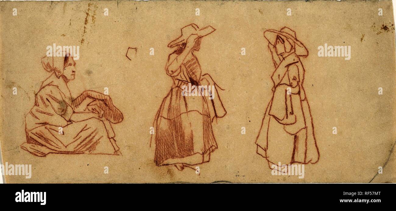Tre studi delle donne. Relatore per parere: Johannes Bosboom. Dating: 1827 - 1891. Misurazioni: h 112 mm × W 264 mm. Museo: Rijksmuseum Amsterdam. Foto Stock