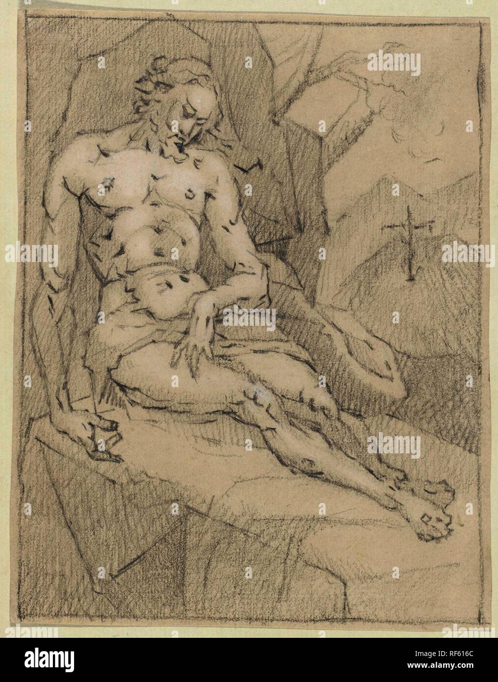 Cristo dopo la crocifissione. Relatore per parere: anonimo. Dating: c. 1600 - c. 1650. Luogo: Paesi Bassi. Misurazioni: h 190 mm × W 149 mm. Museo: Rijksmuseum Amsterdam. Foto Stock