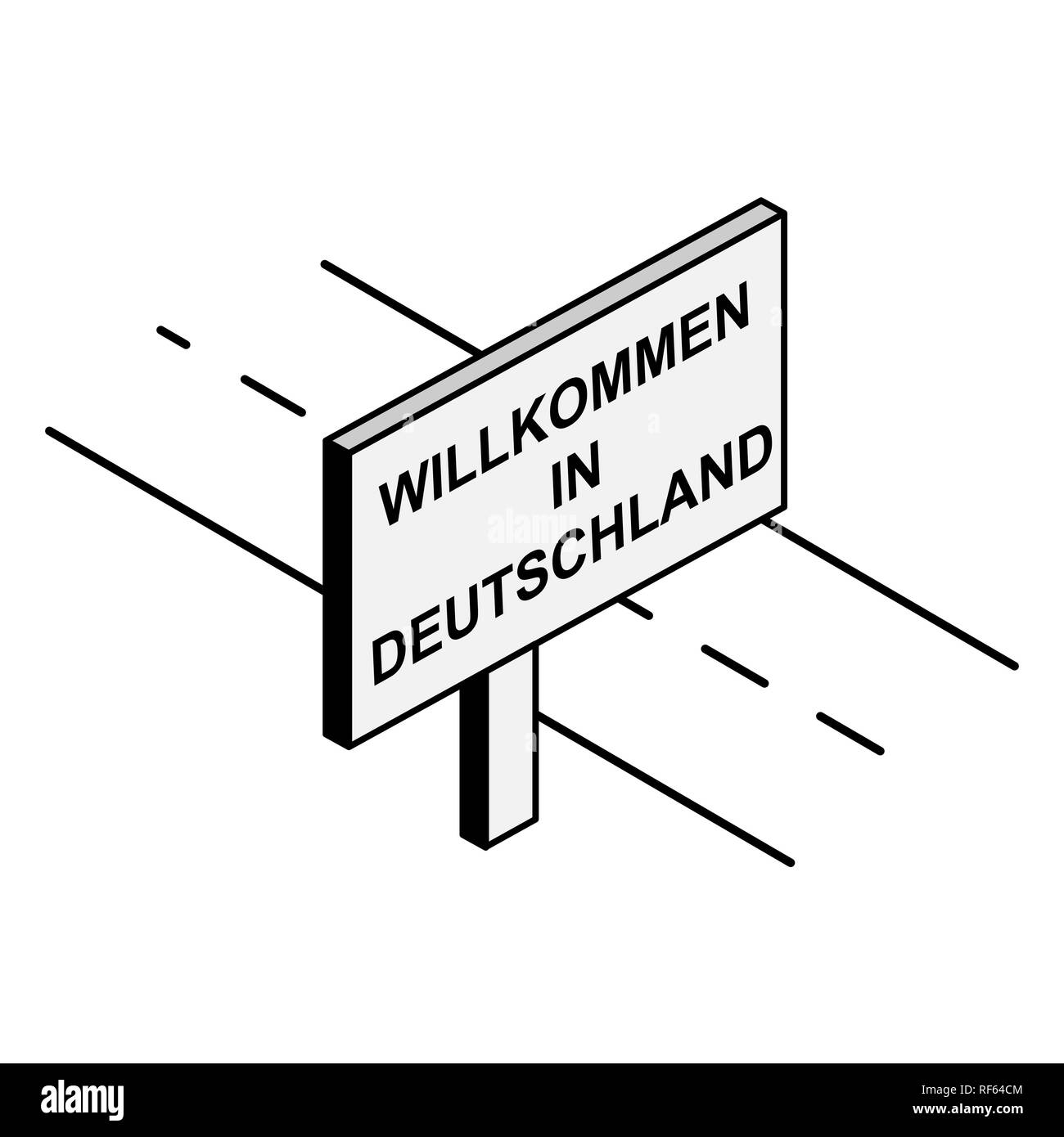 Affissioni su strada con la scritta Benvenuti in Germania, in lingua tedesca Illustrazione Vettoriale