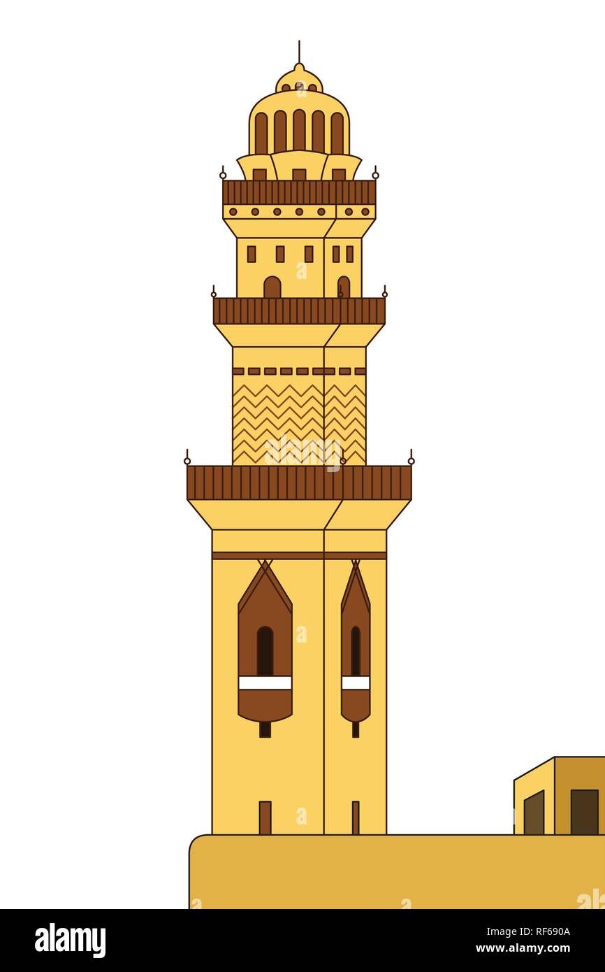 Una illustrazione vettoriale del minareto torre Illustrazione Vettoriale