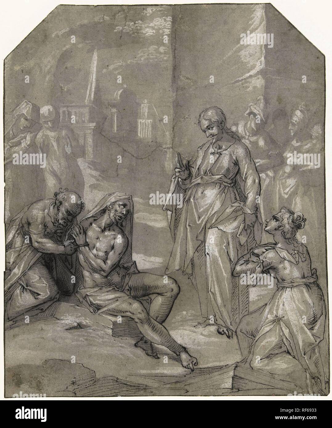 La risurrezione di Lazzaro. Relatore per parere: anonimo. Dating: 1600 - 1650. Misurazioni: h 230 mm × W 189 mm. Museo: Rijksmuseum Amsterdam. Foto Stock