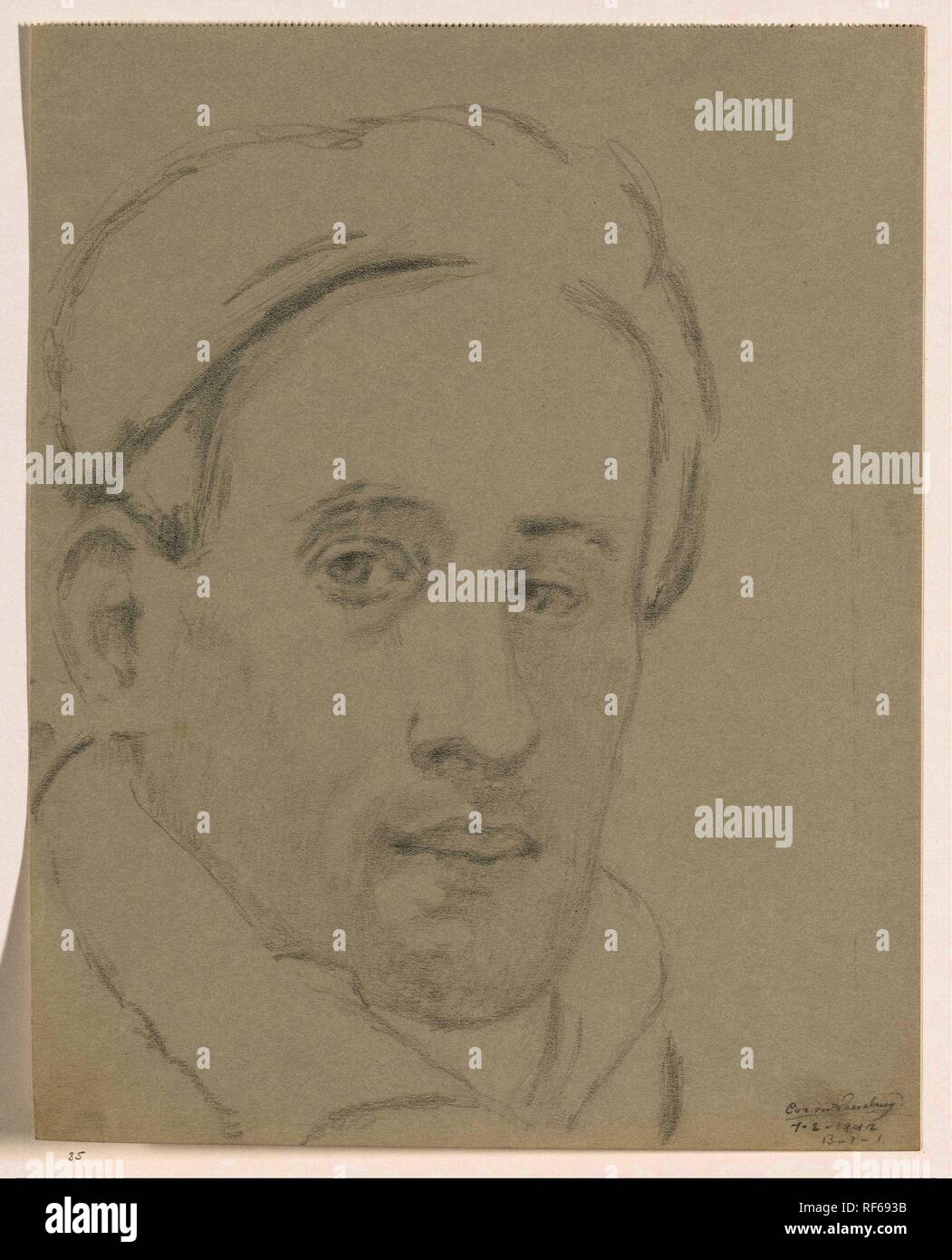 Zelfportret: B-1-1, 7 februari. Zelfportretten van Cor van Teeseling (titolo serie). Relatore per parere: Cor van Teeseling. Dating: 7-Feb-1942. Luogo: Weteringschans (Amsterdam). Misurazioni: h 31.0 cm × W 24,5 cm. Museo: Rijksmuseum Amsterdam. Foto Stock