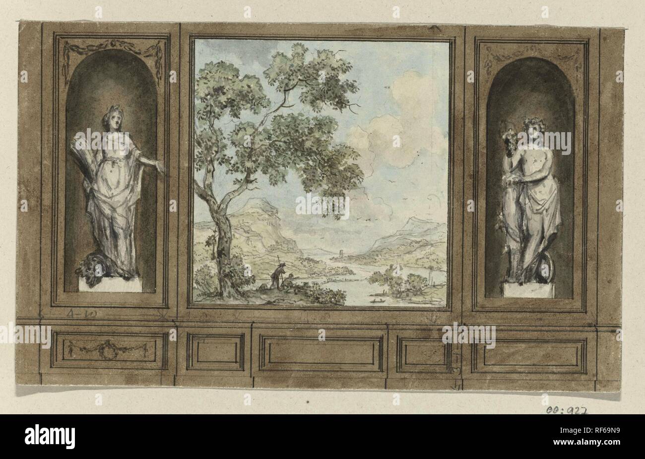 Disegno di progetto per una parete della camera. Relatore per parere: Jurriaan Andriessen. Dating: 1760 - 1819. Misurazioni: h 160 mm. Museo: Rijksmuseum Amsterdam. Foto Stock
