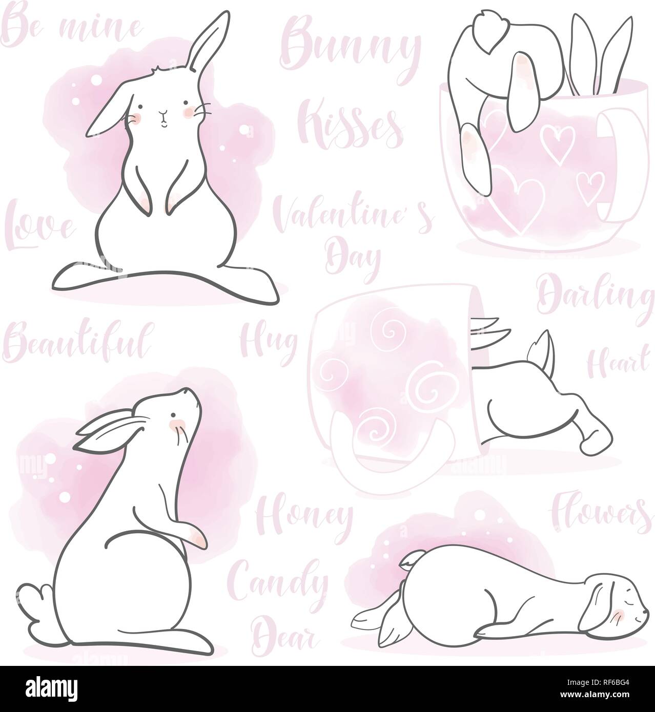 Simpatico coniglio in stile cartoon Illustrazione Vettoriale