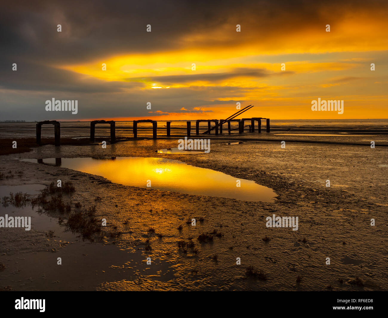 Il lavaggio a bassa marea Snettisham Norfolk inverno Foto Stock