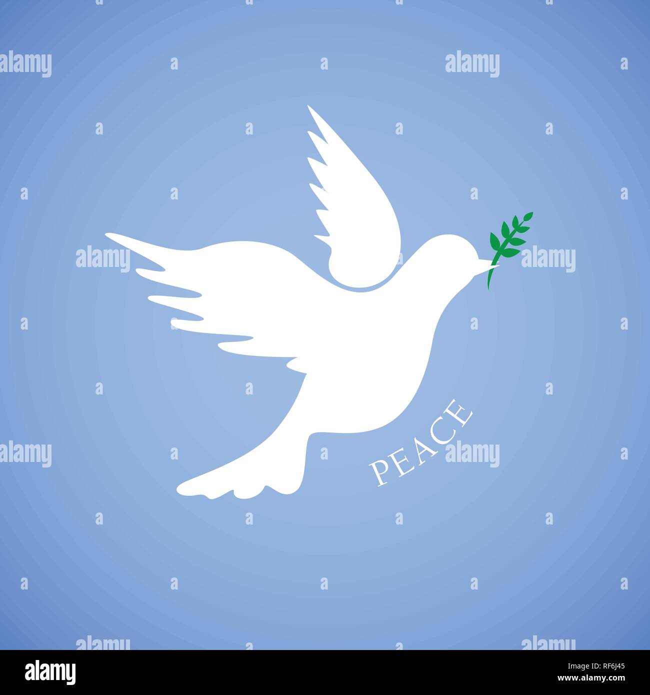 Colomba bianca per la pace su sfondo blu illustrazione vettoriale Illustrazione Vettoriale