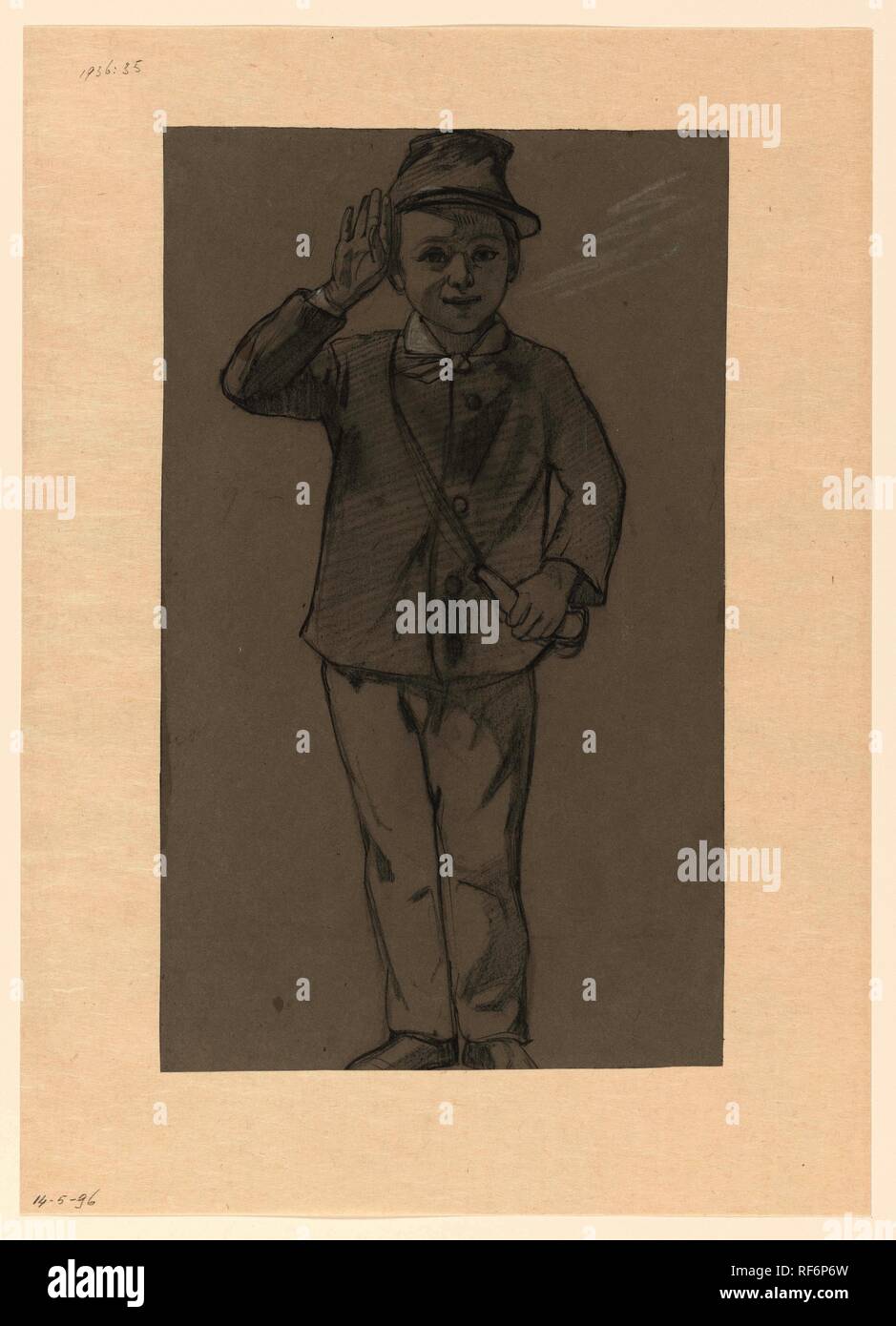 Salutando boy. Relatore per parere: August Allebé. Dating: 1848 - 1927. Misurazioni: h 385 mm × W 230 mm. Museo: Rijksmuseum Amsterdam. Foto Stock
