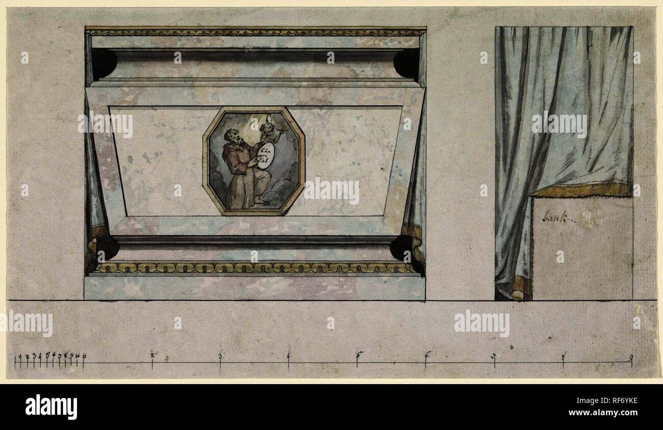 Tomba e la banca. Relatore per parere: anonimo. Dating: 1650 - 1800. Misurazioni: h 160 mm × W 279 mm. Museo: Rijksmuseum Amsterdam. Foto Stock