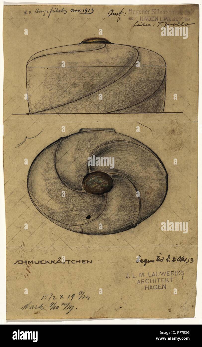 Design per una scatola di gioielleria. Relatore per parere: Mathieu Lauweriks. Dating: 2-ott-1913. Misurazioni: h 282 mm × W 177 mm. Museo: Rijksmuseum Amsterdam. Foto Stock