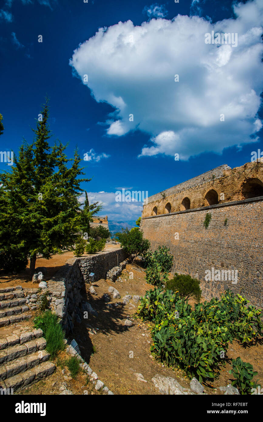 In Europa, in Grecia, Peloponneso, Nafplio, città, palamidi, castello Foto Stock