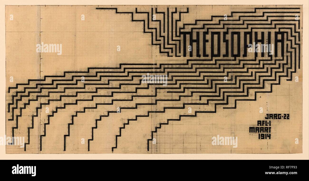 Design per una copertura per un edizione di Theosophia (volume 22, episodio 1, Marzo 1914). Relatore per parere: Mathieu Lauweriks. Dating: 1914. Misurazioni: h 248 mm × W 497 mm. Museo: Rijksmuseum Amsterdam. Foto Stock