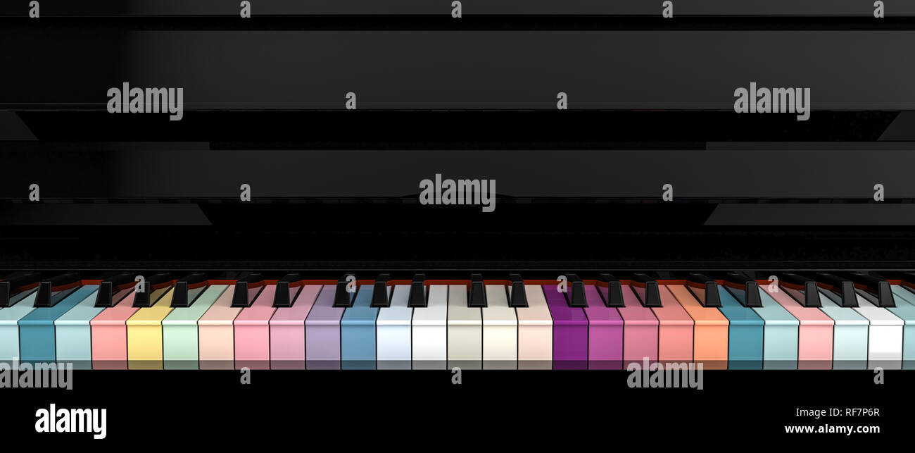 3D rendering di coloratissimi pianoforte scheda chiave Foto Stock