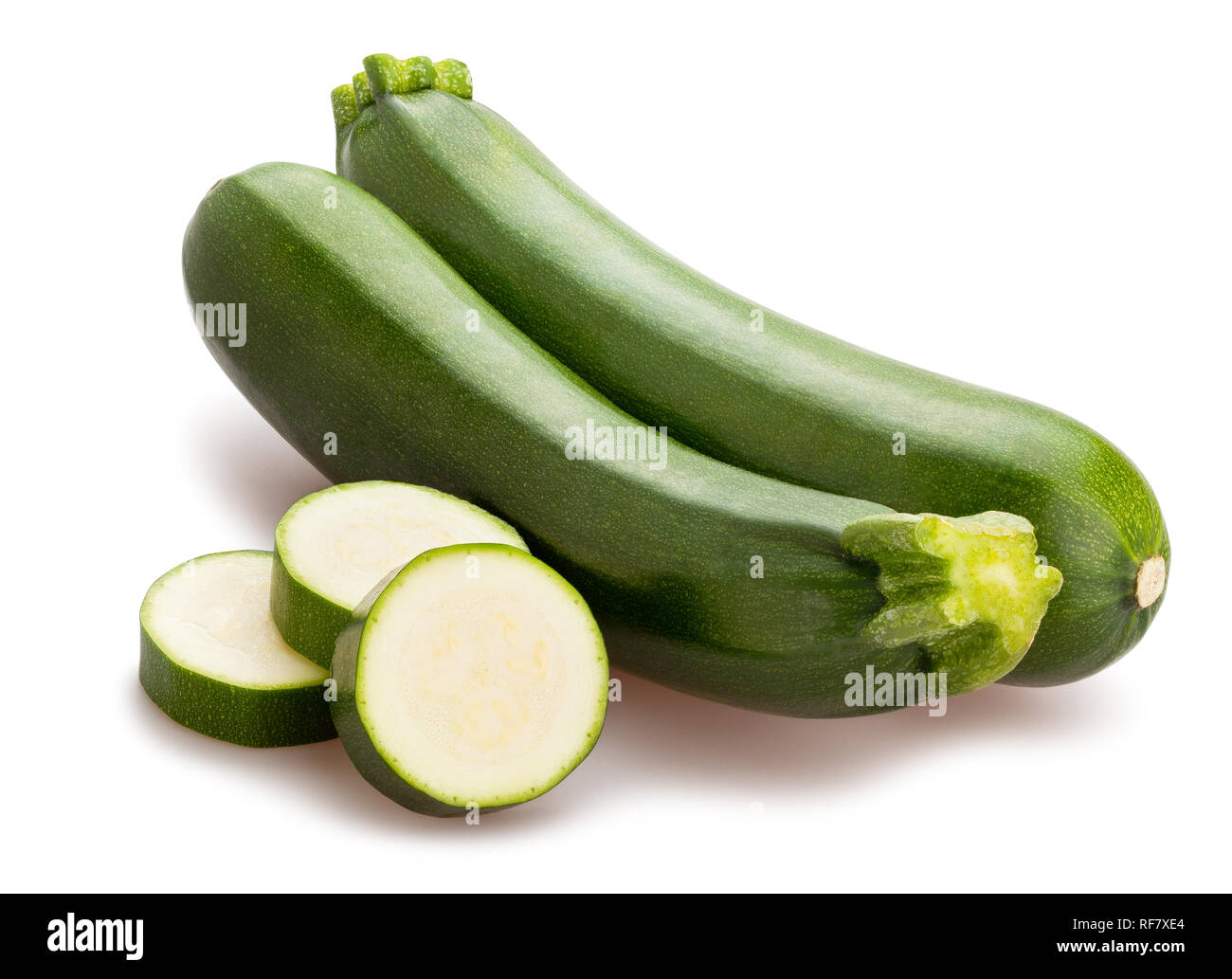 La zucchina tagliata a fette il percorso isolato Foto Stock