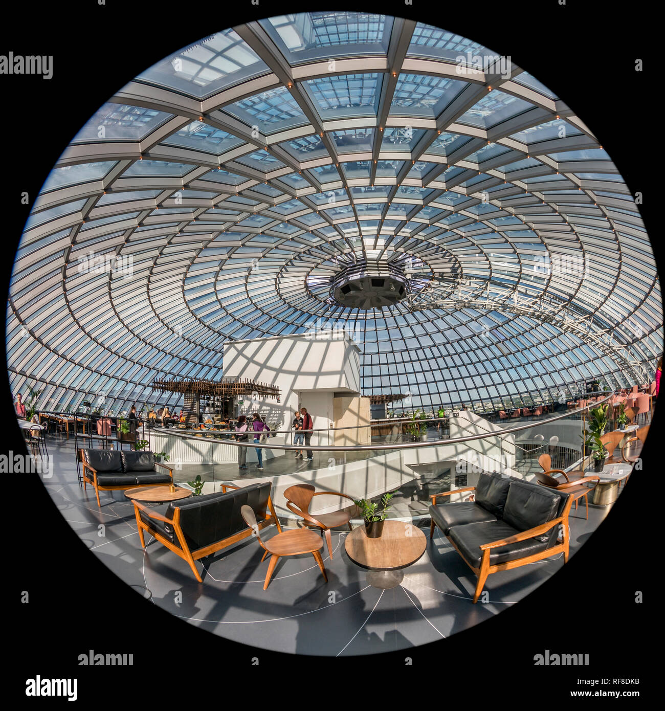 360 gradi - Cafe presso il Museo Perlan (perla) Reykjavik, Islanda. Foto Stock