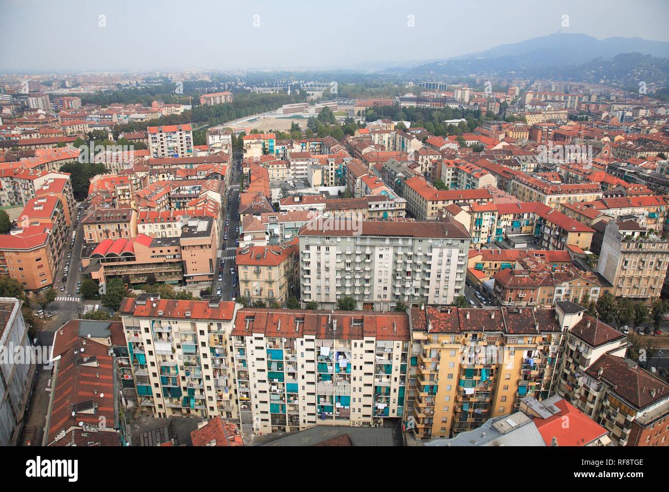 Vista del centro della città dalla Mole Antonelliana, Torino, Piemonte, Italia, Europa Foto Stock