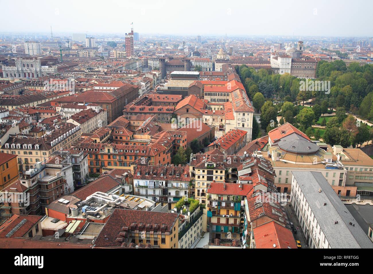 Vista del centro della città dalla Mole Antonelliana, Torino, Piemonte, Italia, Europa Foto Stock