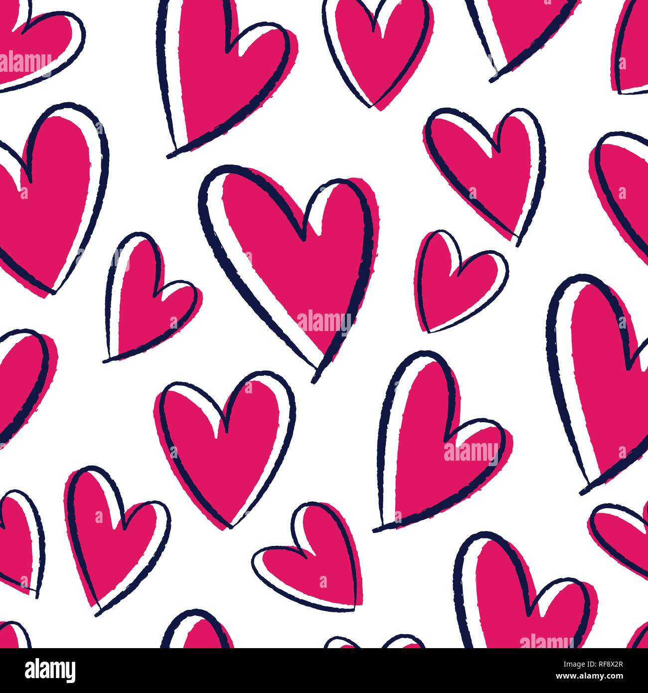 Modello senza giunture di disegnati a mano cuori. Sfondo per le carte di pagamento, carte, tessuti, sfondi, decorazione, banner web, manifesti, opuscoli. Illustra il vettore Illustrazione Vettoriale