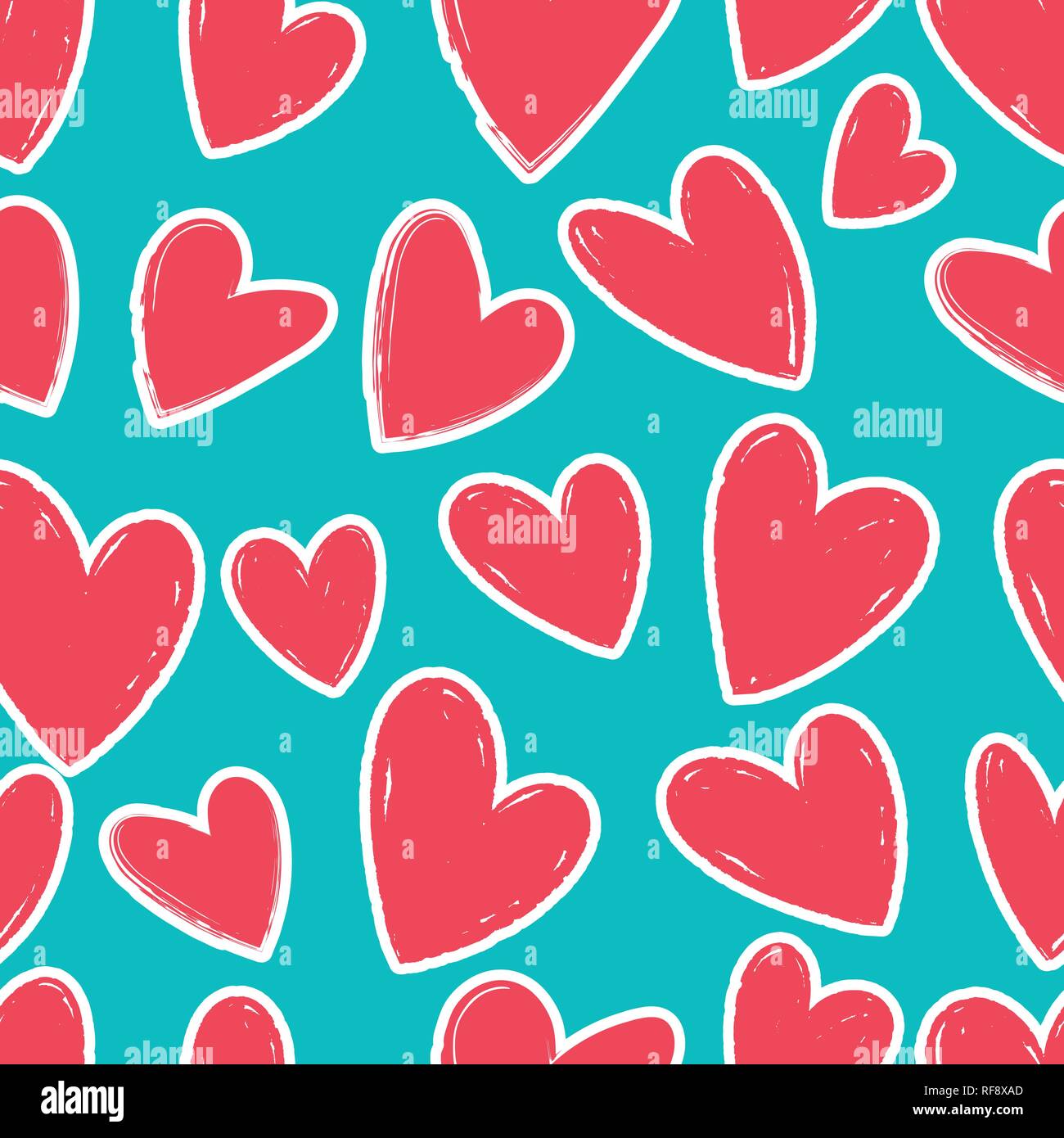 Modello senza giunture di disegnati a mano cuori. Sfondo per le carte di pagamento, carte, tessuti, sfondi, decorazione, banner web, manifesti, opuscoli. Illustra il vettore Illustrazione Vettoriale