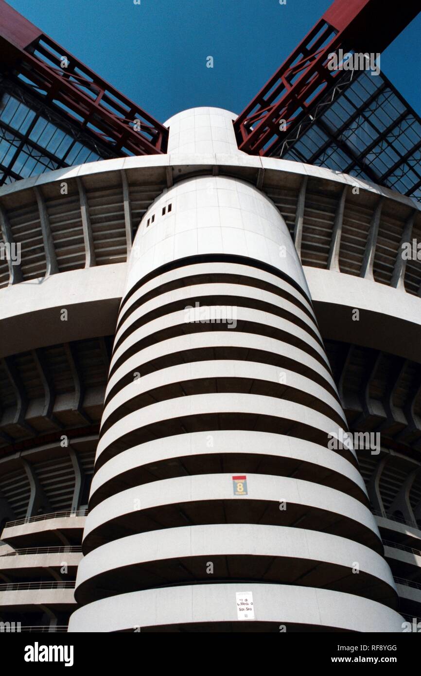 Vista generale dello stadio di San Siro, Milano, Italia, casa di AC Milan e Inter Milan, raffigurato su 24 Luglio 1993 Foto Stock